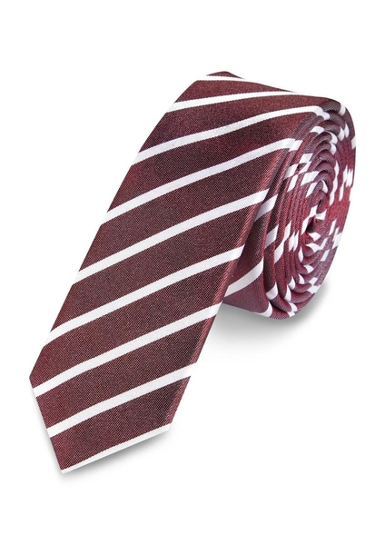 s.Oliver Black Label Krawatte mit Diagonalstreifen - braun/rot (3976)