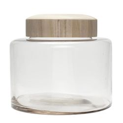 Hübsch Vorratsglas mit Holzdeckel (Ø25xh23cm - M) - braun/weiß (00)