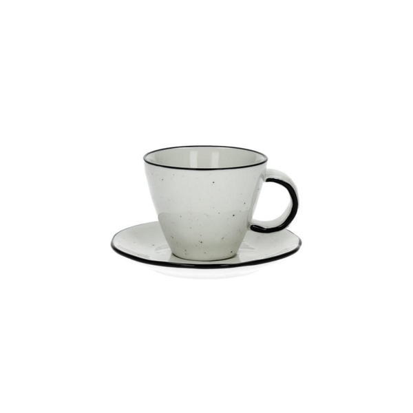 Pomax Espressocup and saucer BASIL (12 cl) - black/white (00)