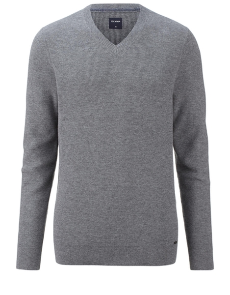 Olymp Modern Fit: Pullover mit V Ausschnitt - grau (64)