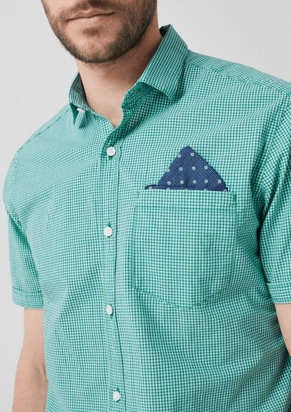 s.Oliver Red Label Regular: Short sleeve shirt with a gingham pattern - blue (66N1)