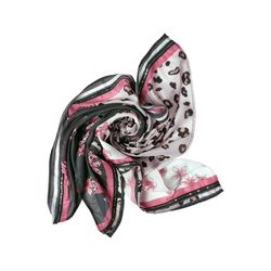 Street One Patchwork Print Square Scarf - green/pink/white (31348)