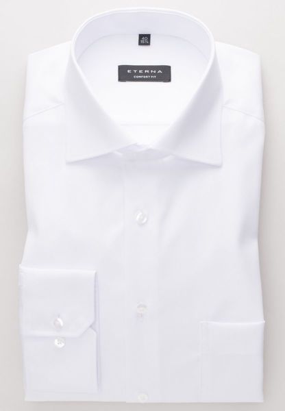 Eterna Comfort Fit: long sleeve shirt - white (00)