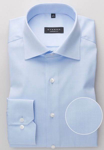 Eterna Confort Fit: chemise à manches longues - bleu (10)