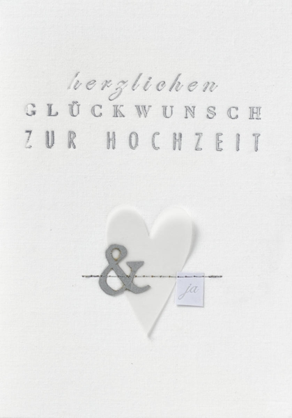 Räder Hochzeitsstoffkarte "Herzlichen Glückwunsch" - grau/weiß (NC)
