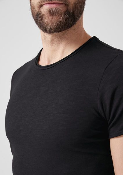 Q/S designed by Slim fit: flame yarn shirt - black (9999)