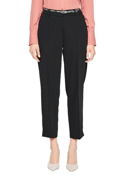 s.Oliver Black Label Rita Comfort: twill trousers with a belt - black (9999)
