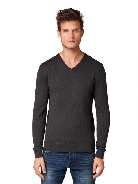 Tom Tailor Pull simple en tricot - noir/gris (10617)