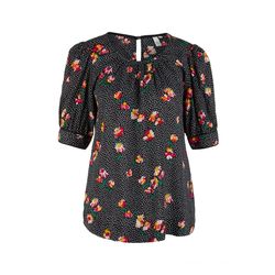 Q/S designed by Short sleeve blouse with all-over pattern - black (99A4)