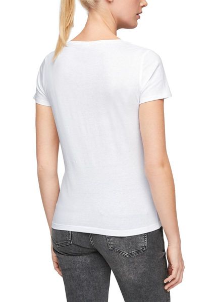 Q/S designed by Jersey v-neck shirt - white (0100)