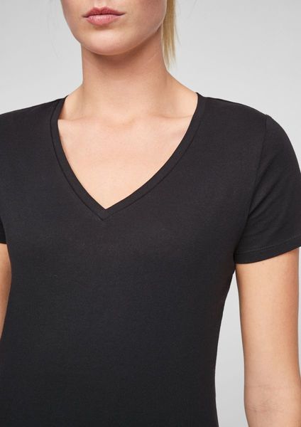 Q/S designed by Jersey v-neck shirt - black (9999)