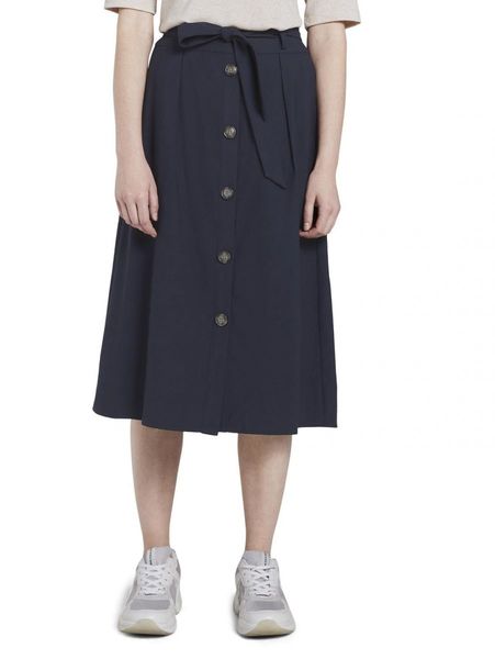 Tom Tailor Skirt with a button tab - blue (10668)