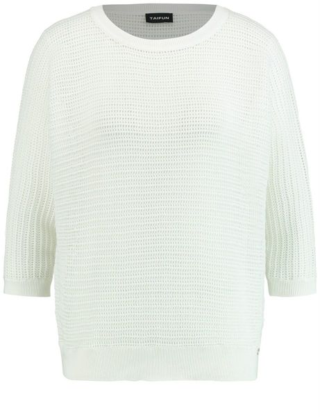 Taifun Sweater 3/4 sleeve - white (09700)