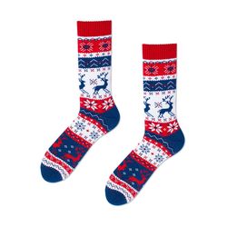 Many Mornings Socks CHRISTMAS DESIGN - white/red/blue (00)