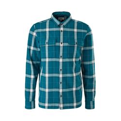 Q/S designed by Extra slim: checked shirt - blue (67N0)
