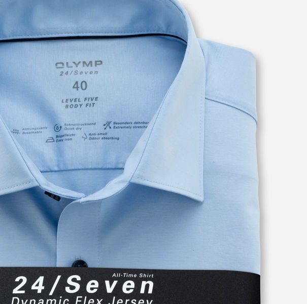 Olymp Body Fit: long sleeve shirt - blue (10)