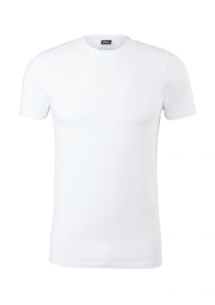 s.Oliver Black XXL Label weiß Rundhalsausschnitt T-Shirt - mit (0100) 