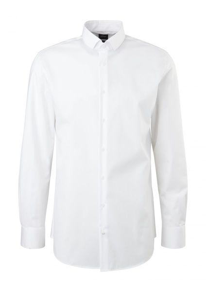 s.Oliver Black Label Slim: Hemd im Baumwollmix - weiß (0100)