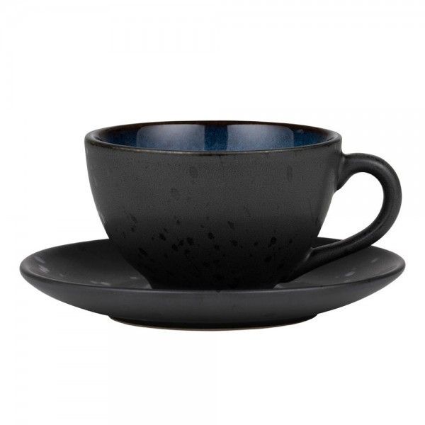 Bitz Tasse mit Unterteller - schwarz/blau (00)