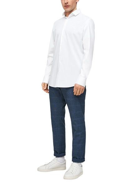 s.Oliver Black Label Slim : chemise en coton mélangé - blanc (0100)