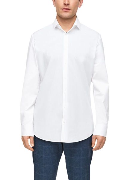 s.Oliver Black Label Slim: Cotton mix shirt - white (0100)