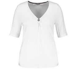 Samoon T-shirt with decorative ring EcoVero - white (09700)