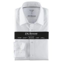 Olymp Body Fit: long sleeve shirt - white (00)