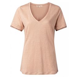 Yaya V-neck tee with woven cuffs - pink (51316)