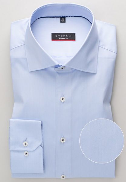 Eterna Modern Fit: long sleeve shirt - blue (12)