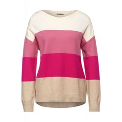 Street One Sweater with block stripes - pink/beige (33230)