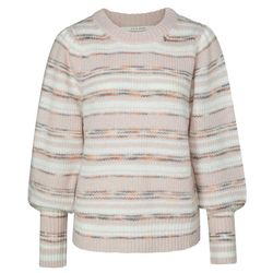 Yaya Knit sweater with balloon sleeves - pink/beige (101031)