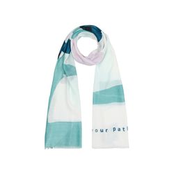 s.Oliver Red Label Woven scarf in all-over print - white/green/blue (02D7)