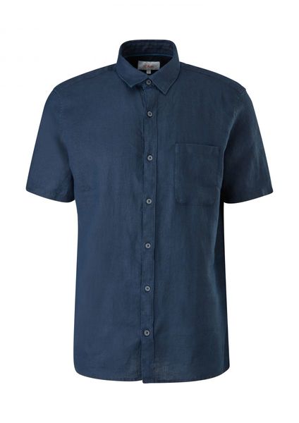 s.Oliver Red Label Regular: short sleeve linen shirt - blue (5978)