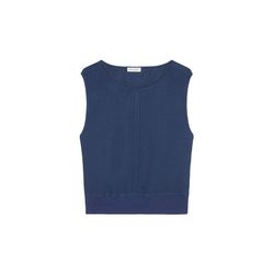 Marc O'Polo Linen top with knitted waistband - blue (877)