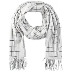Taifun Soft scarf with fringes - white (09702)