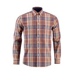 Fynch Hatton Plaid shirt with button down collar - orange/blue (8230)