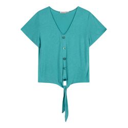 Esqualo T-shirt with knot and buttons - blue (365)