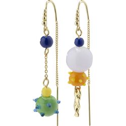 Pilgrim Asymmetrical multicoloured earrings - Finula - gold/green/blue (GOLD)