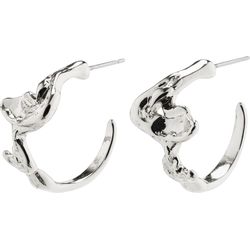 Pilgrim Organic shaped hoop earrings - Tess - silver (SILVER)