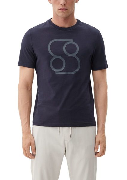 s.Oliver Red Label T-shirt with label print - blue (59D1)