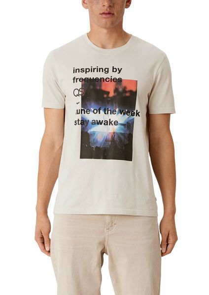 Q/S designed by T-shirt with a photo print - beige (03D0)