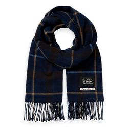 Scotch & Soda Woven wool-blend check scarf - blue (219)