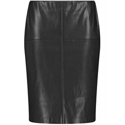 Samoon Slim skirt with leather look - black (01100)