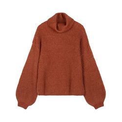 Esqualo Cropped sweater with ballon sleeves - brown (290)