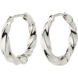 Pilgrim Large swirl hoop earrings - Taffy - silver (SILVER)