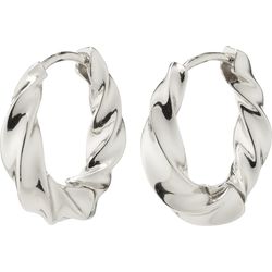 Pilgrim Swirl hoop earrings - Taffy - silver (SILVER)