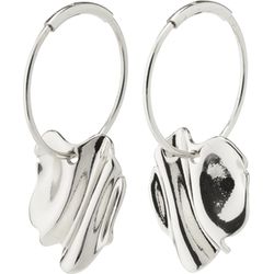 Pilgrim Wavy hoop earrings - Em - silver (SILVER)