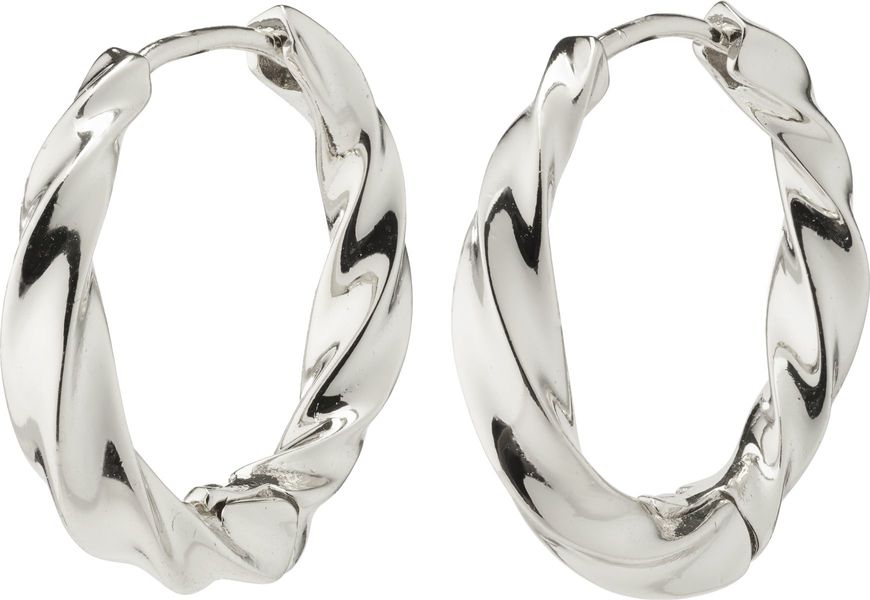 Pilgrim Large swirl hoop earrings - Taffy - silver (SILVER)