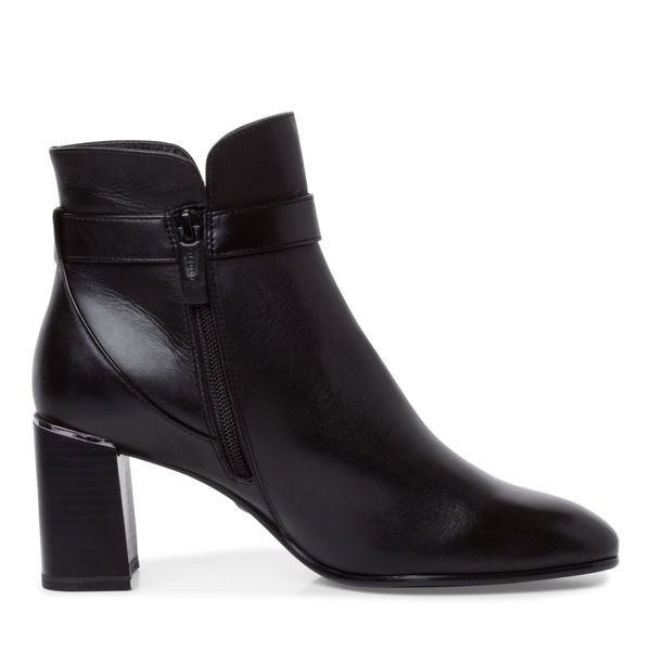 Heeled ankle boots black leather sale