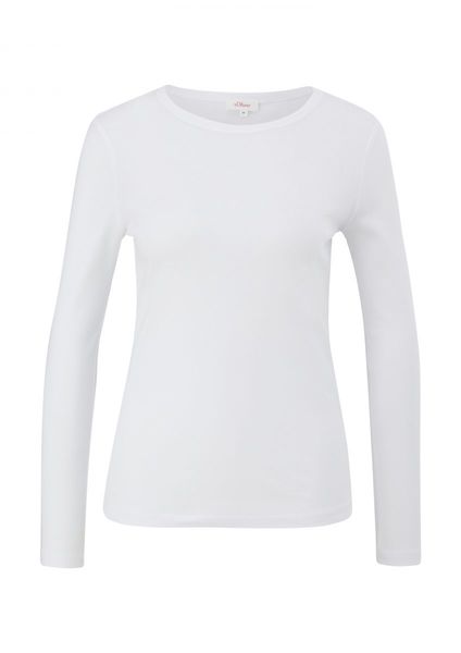 s.Oliver Red Label T-shirt à manches longues avec structure côtelée - blanc (0100)